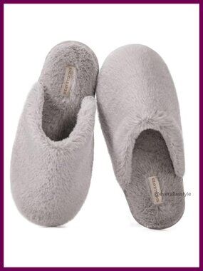 Fuzzy Memory Foam Scuff Slippers Non-Slip House Shoes
